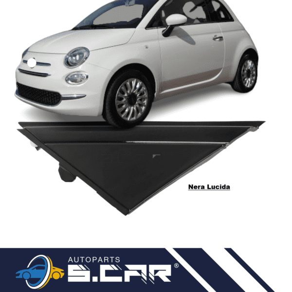 Mostrina Porta Modanatura Laterale Per 500 312 da 2007 Sinistra Sx Nera Lucida