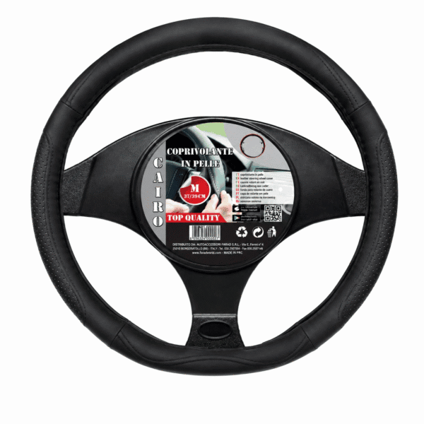 Coprivolante Universale Per Auto Sterzo 37 39 In Pelle Tuning Inodore Nero