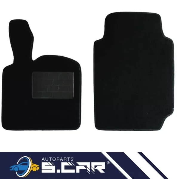 Set 2 Tappetini In Moquette Su Misura Tappeti Per SMART 450 451 Antiscivolo Neri