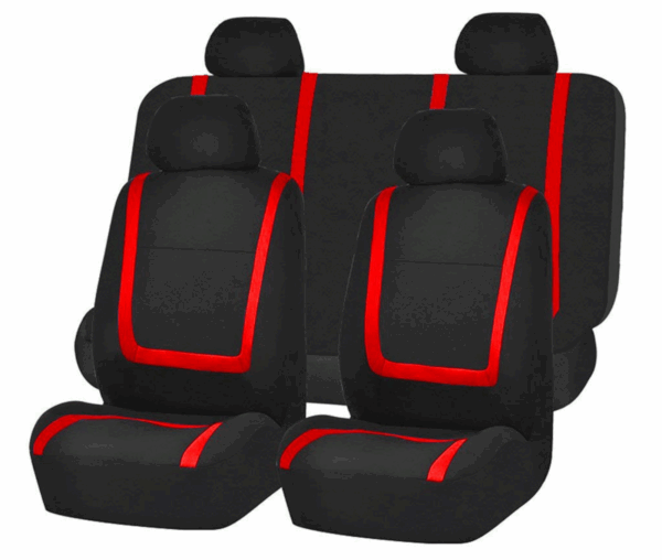 Set Coprisedili Universali Per Auto Anteriori Posteriori Nero Rosso