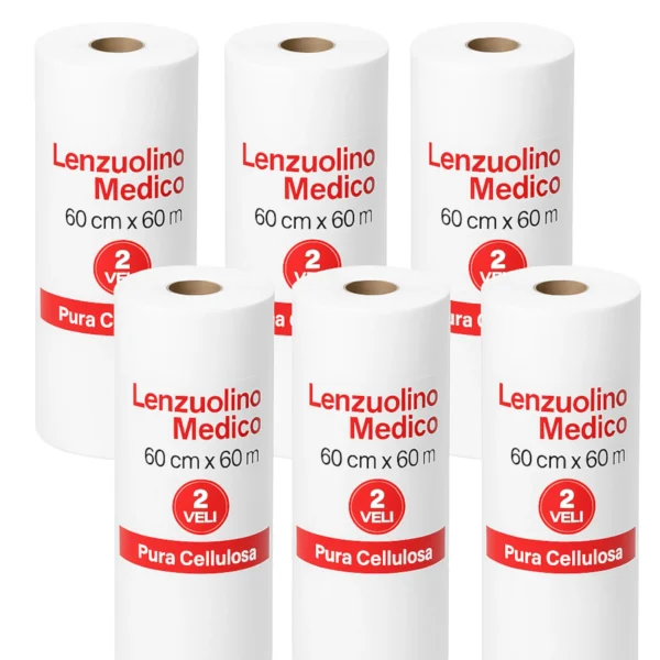 Lenzuolino Medico 60x60m 6 Rotoli 2 Veli in Pura Cellulosa – Extra Resistente