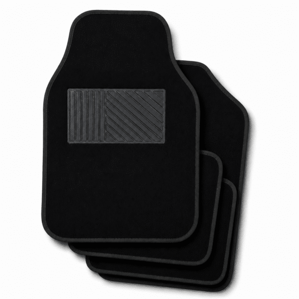 Set 4 Tappeti In Moquette Universali Per Auto Tappetini Bordo Nero e Battitacco