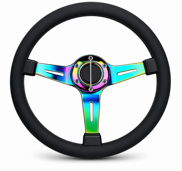 Coprivolante Auto Universale Silicone Nero Tuning Sterzo 37-39 cm