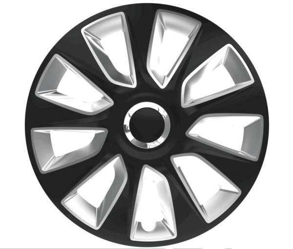 4 Copricerchi 15 Pollici Universali Copriruota Coppe Ruota Stratos Nero Argento