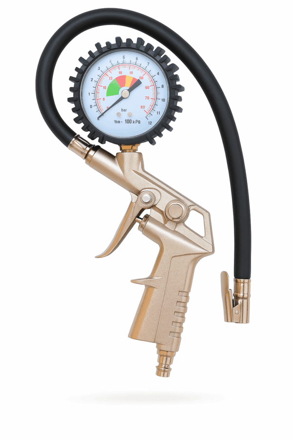 Pistola per Gonfiaggio Gomme con Manometro Professionale Auto Moto 12 Bar