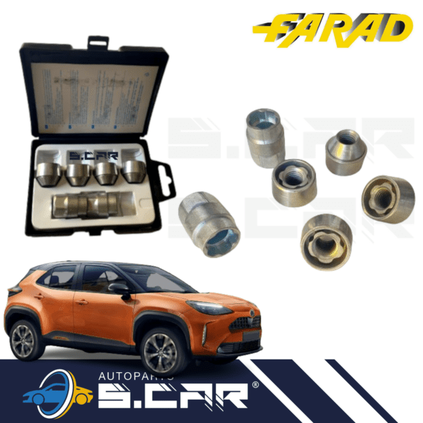 FARAD kit 4 Dadi Antifurto Per Toyota Yaris CrossCon Cerchi In Lega Flowerlock