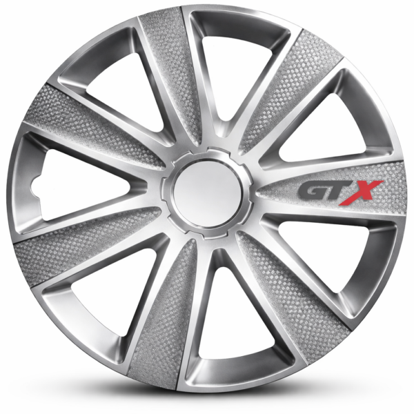 Set 4 Copricerchi 15" Universali Borchie Ruota Coppe Auto Silver Grigi Gtx