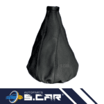 CUFFIA CAMBIO in PELLE UNIVERSALE AUTO CAMPER TUNING NERA con cucitura ROSSA