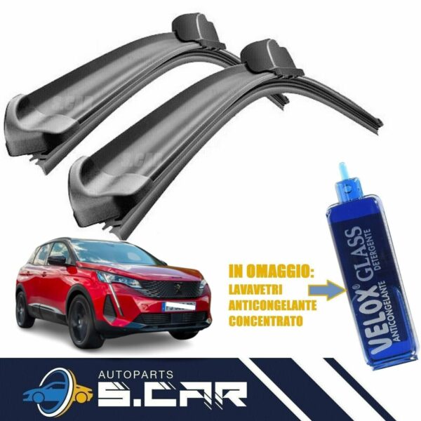 Kit 2 Spazzole Tergicristallo Anteriori Flat per Peugeot 3008 II (700 400)mm