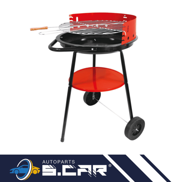 Fenner BBQ Barbecue Tondo Con Ruote e Griglia 45x73cm Esterno Giardino Terrazzo