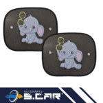 2 Tendine Parasole Per Bambini Con Ventose Auto Universali 44x36cm Elefante