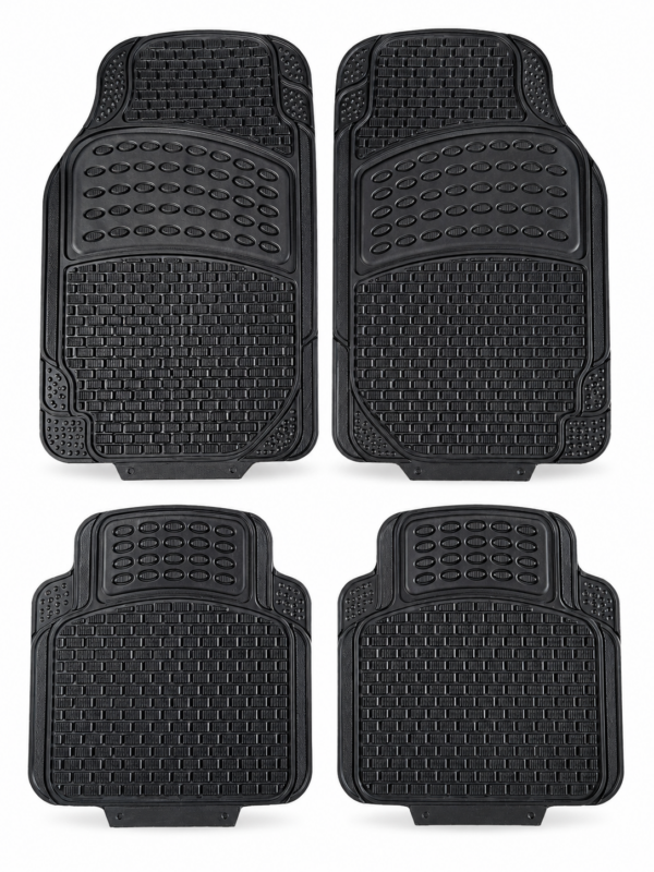 Set Tappetini Auto Universali 4 Pezzi PVC Antiscivolo Lavabili Resistenti Nero