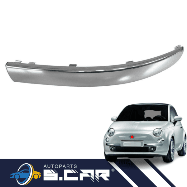 Modanatura Paraurti Per Fiat 500 2007-2016 Anteriore Sinistro Sx Cromato