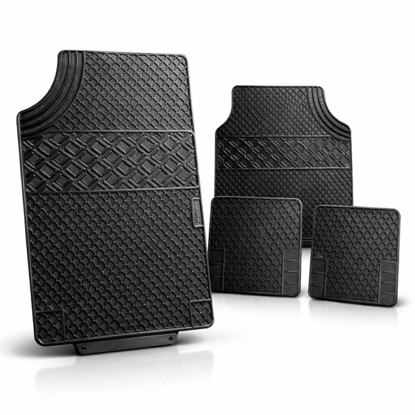 Set 4 Tappeti Per Auto In Gomma Universali Antiscivolo Tappetini Sagomabili Neri