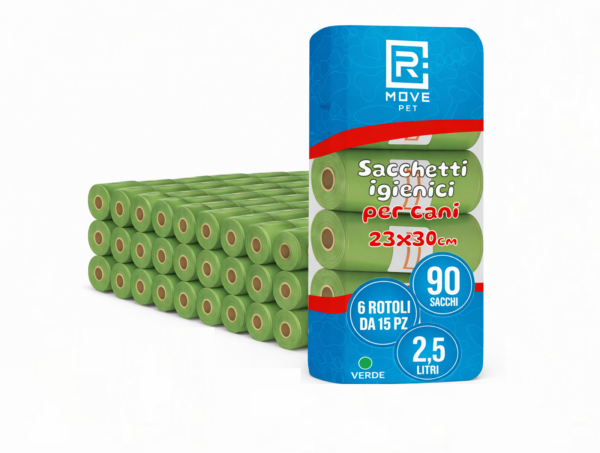1080 Sacchetti Igienici per Cani Gatti Rotolini Raccolta Feci Deiezioni 23×30