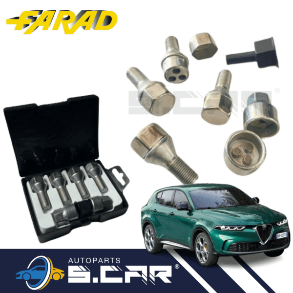 FARAD Kit 4 Bulloni Antifurto Per FiatAlfa Romeo Tonale Per Cerchi StilBull A1