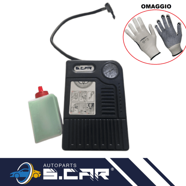 Gonfia e Ripara Ruote Gomme Compressore Con Liquido Sigillante Auto Moto Scooter