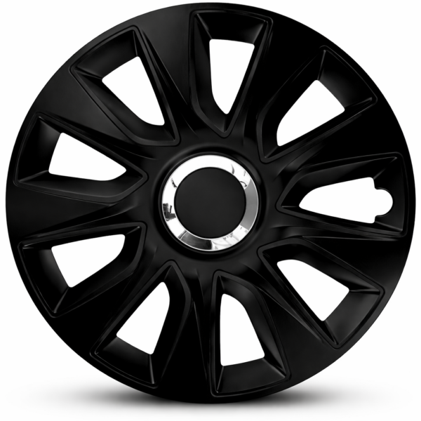 Set 4 Copricerchi 16" Universali Borchie Ruota Coppe Auto Nere Black Stratos