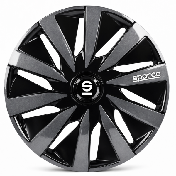 Sparco Copricerchi 13'' Universali Lazio Copri Ruota 4 Pezzi Nero Argento